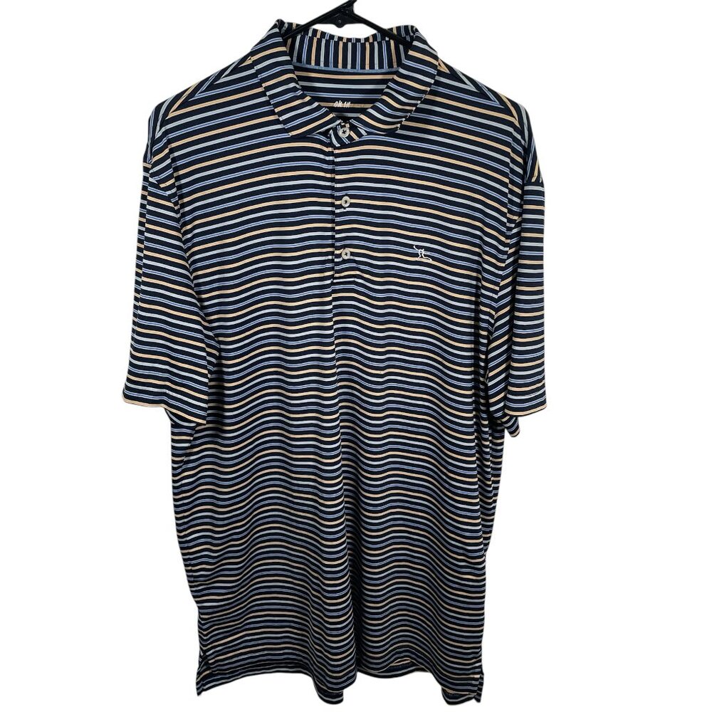 Johnnie-O Kingston Striped Polo Shirt Mens Large/XL Golf Stretch Performance